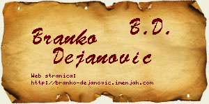 Branko Dejanović vizit kartica